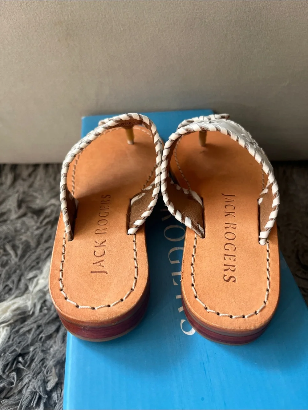 Jack Rogers girls flat sandal. White. Leather. Toddler size 11. New in box.